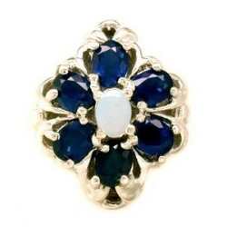 B2120 14K SLIDE OPAL CENTER & SAPPHIRE SIDES 